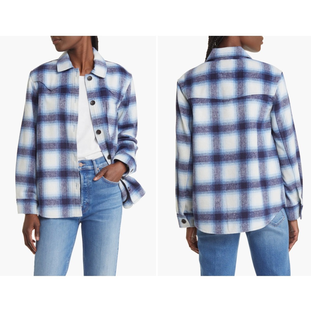 Rails Tripp Plaid Flannel Shirt Jacket Shacket in Azure Sapphire Size XS
